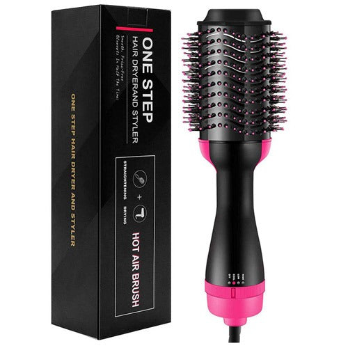One Step Hot Air Brush 4 In 1 Hair Dryer, Straightener, Curler And Volumizer - Professional Styling Tool For Smooth Shiny Hair At Home
