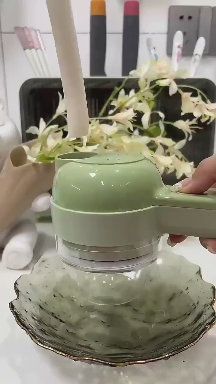 Rechargeable 4 In 1 Electric Vegetable Cutter With Multi-Function Slicer, Chopper, Grinder And Peeler For Fast Kitchen Preparation (Random Color)
