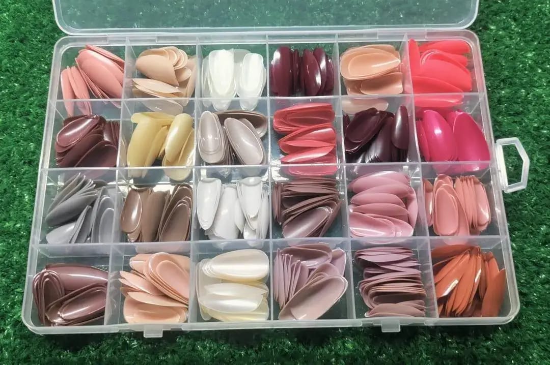 576 Pcs Multicolor Stick-On Artificial Nails Box with Free Glue