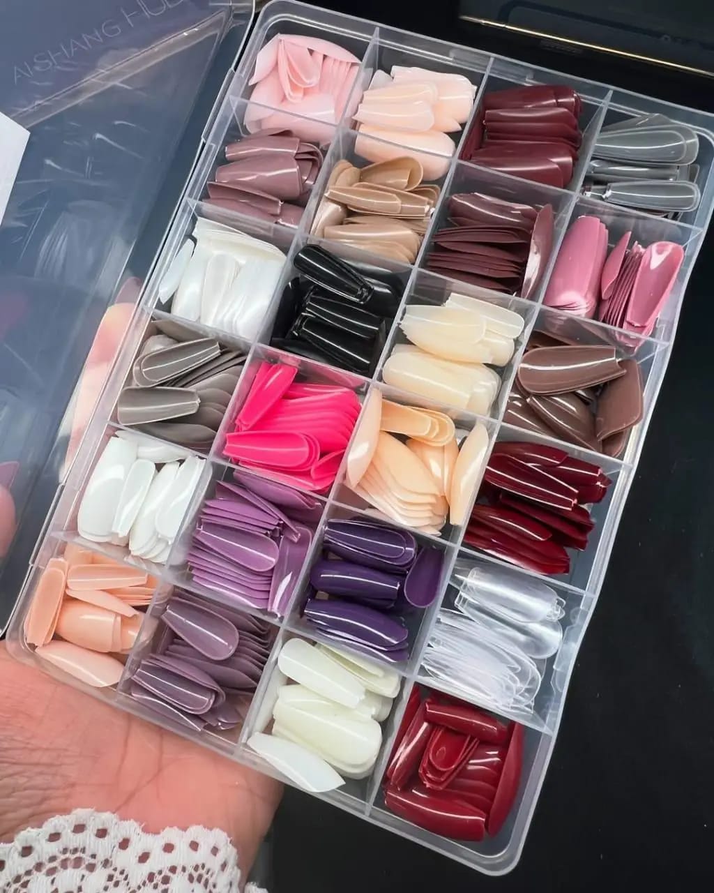 576 Pcs Multicolor Stick-On Artificial Nails Box with Free Glue